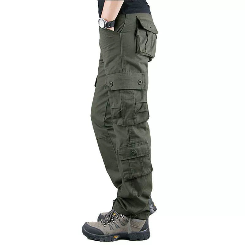 Men’s Cargo Pants – Loose Fit – Cotton – Multi-Pocket Utility Workwear Rugged Style