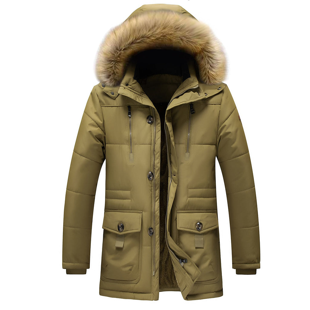 Men’s Parka Jacket – Faux Fur Lined – Water-Resistant – Quilted – Oversized Fit