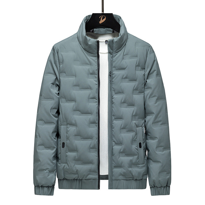Men’s Down Jacket – Lightweight Quilted – Relaxed Fit – Standing Collar – Hip Length