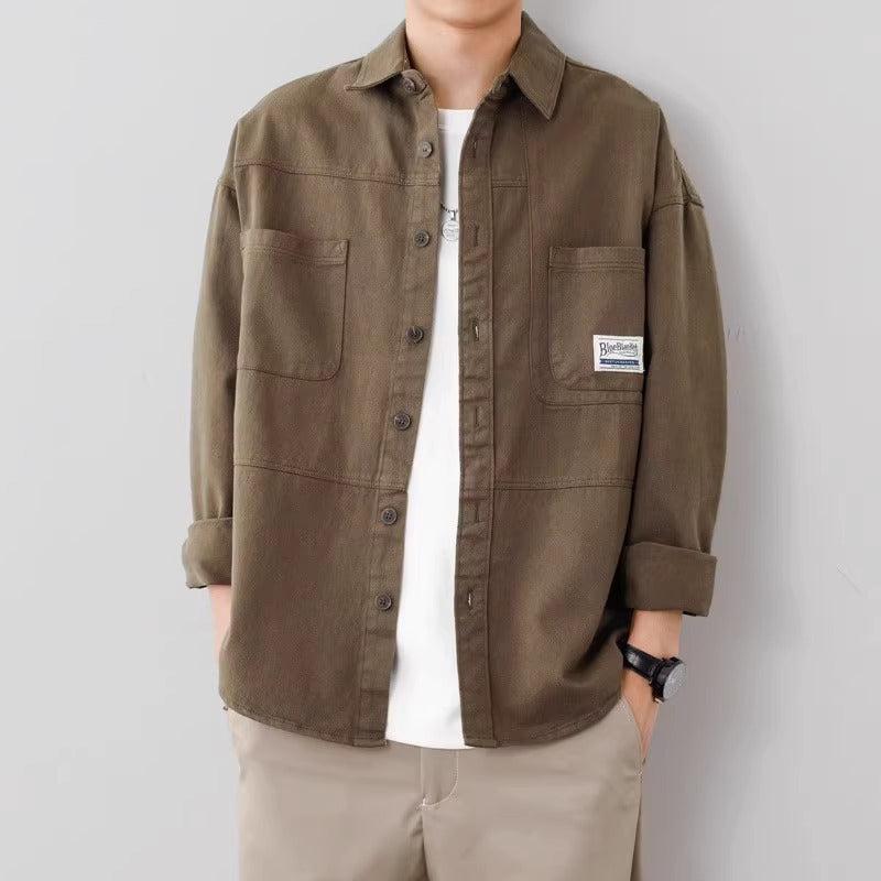 Men’s Overshirt Jacket – Relaxed Fit – Button-Up – Utility Pockets – Collared
