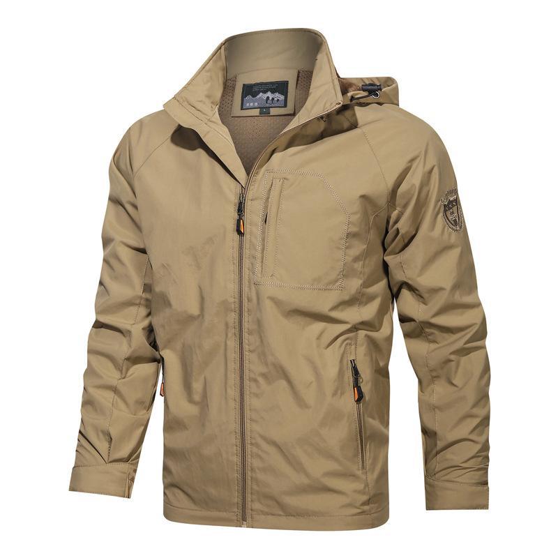 Men’s Hooded Jacket – Windproof Structured Fit – Zipper Closure – Multiple Pockets