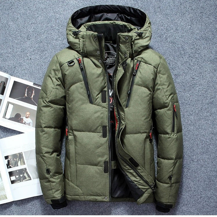 Men’s Jacket – Thick Structured Fit – Detachable Hood – Zipper Pockets – Outdoor Ready