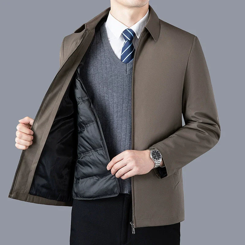 Men’s Waist-Length Jacket – Structured Fit – Zipper Front – Business Casual Layer