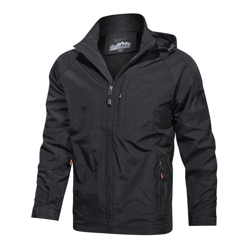 Men’s Hooded Jacket – Windproof Structured Fit – Zipper Closure – Multiple Pockets