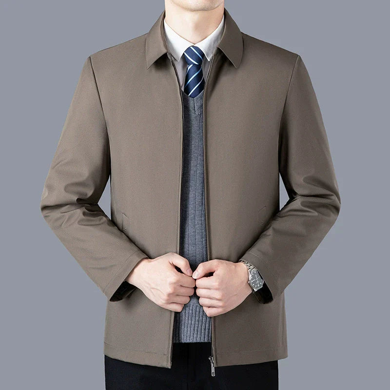 Men’s Waist-Length Jacket – Structured Fit – Zipper Front – Business Casual Layer