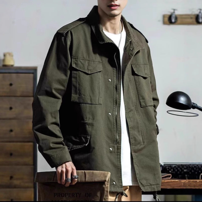 Men’s Field Jacket – Relaxed Fit – Cotton Blend – Utility Pockets – Adjustable Waist
