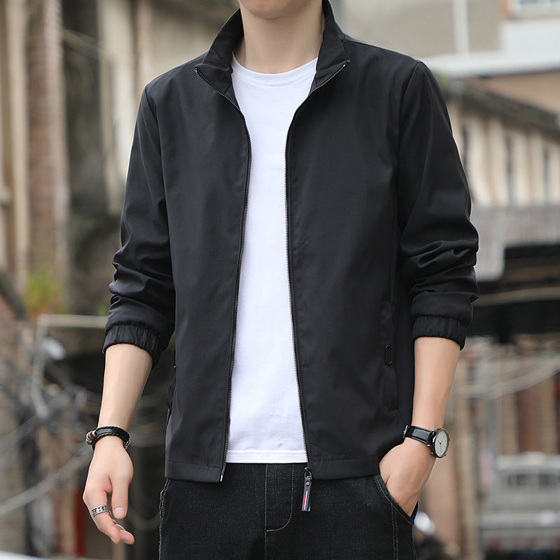 Men’s Casual Jacket – Slim Fit – Stand Collar – Zip Front – Lightweight Breathable