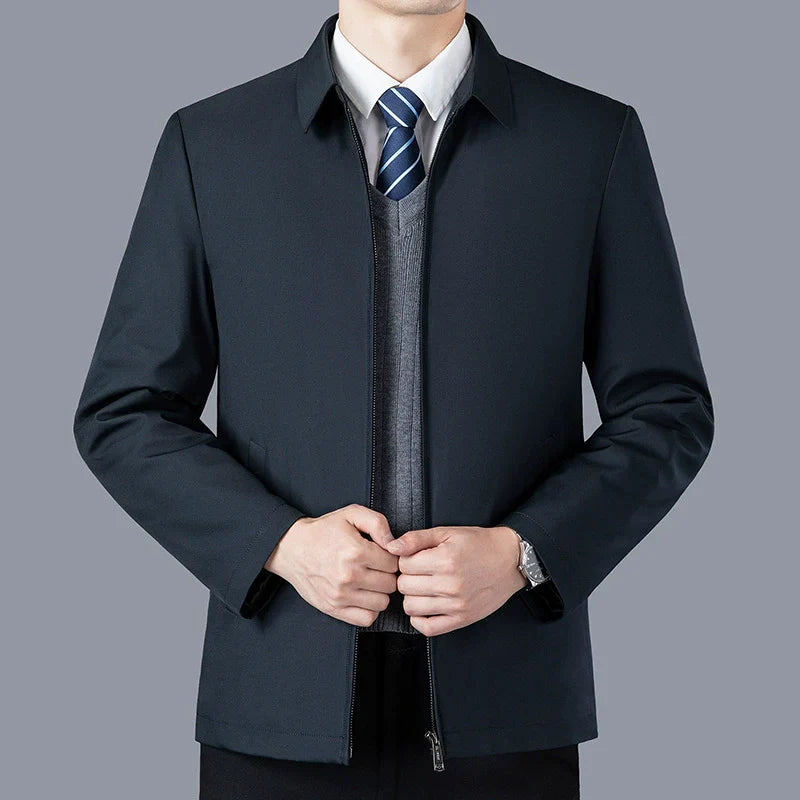 Men’s Waist-Length Jacket – Structured Fit – Zipper Front – Business Casual Layer