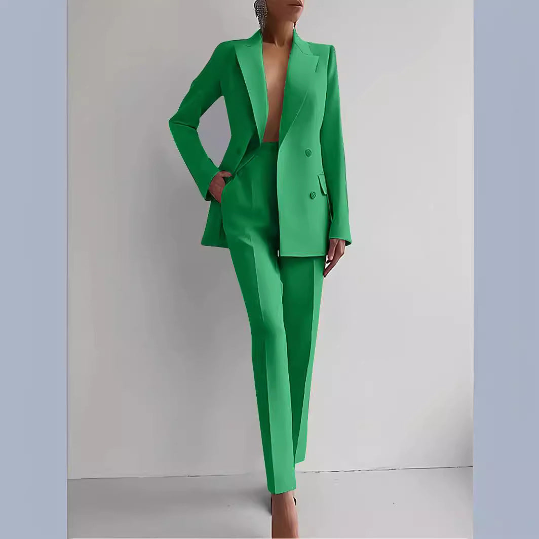 Women’s Blazer and Trousers Set – Tailored Fit – Double Breasted – Formal Wear