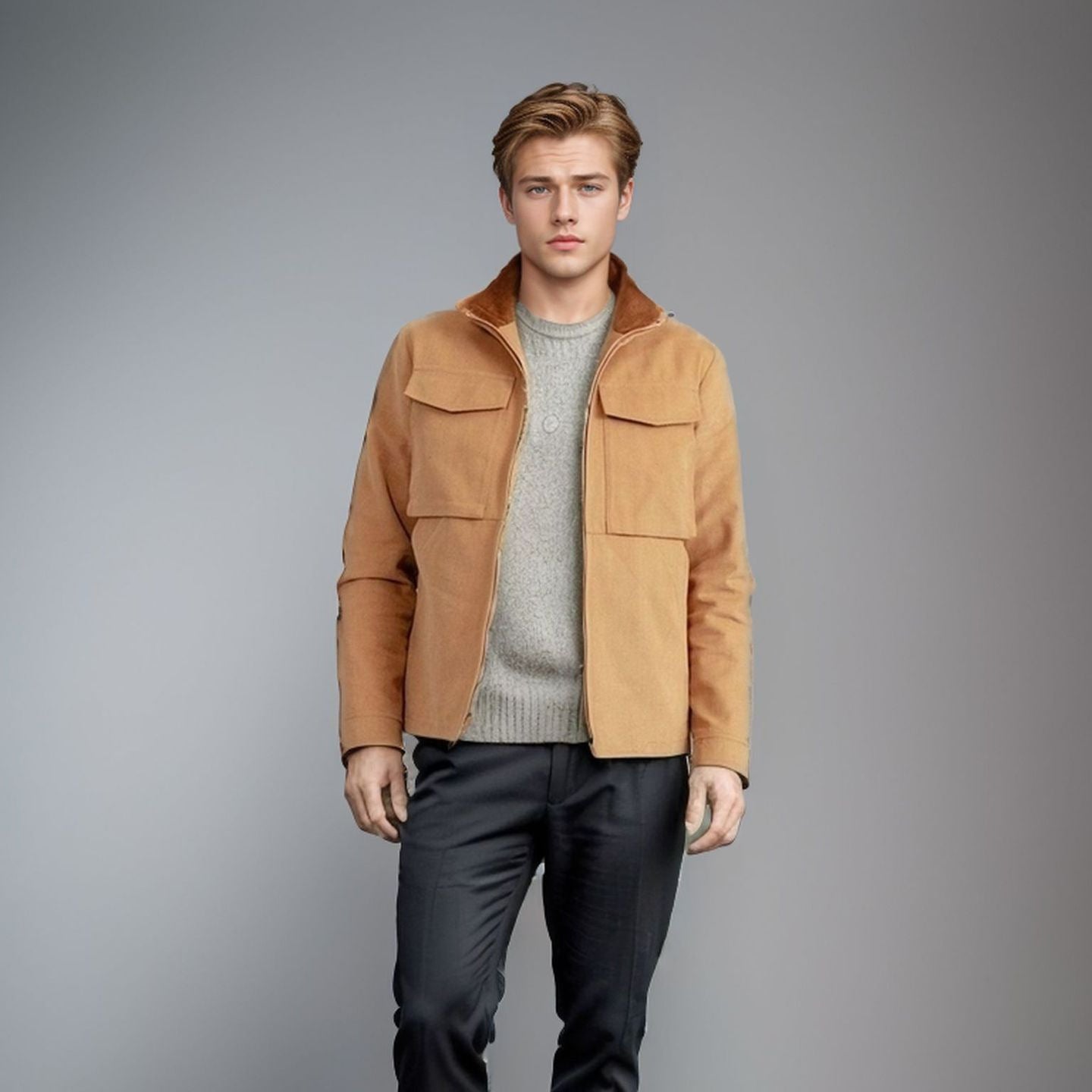 Men’s Workwear Jacket – Cotton – Structured Fit – Zip Front – Utility Pockets