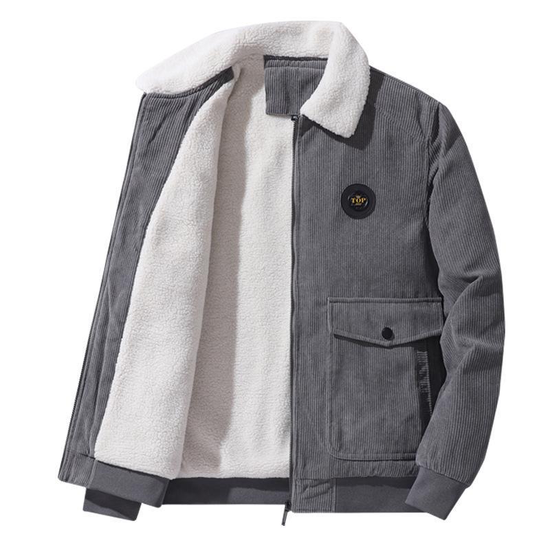 Men’s Corduroy Jacket – Loose Fit – Wool Lined – Button Front – Ribbed Hem & Cuffs