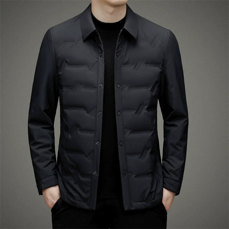 Men’s Down Jacket – Slim Fit – Insulated – Button-Up Quilted Style