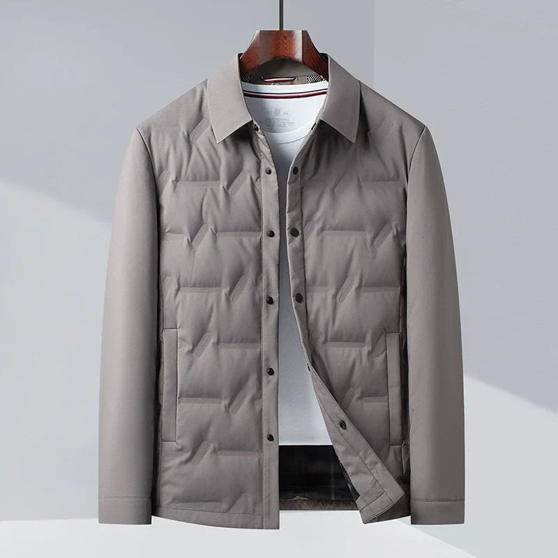 Men’s Down Jacket – Slim Fit – Insulated – Button-Up Quilted Style