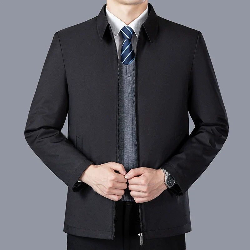 Men’s Waist-Length Jacket – Structured Fit – Zipper Front – Business Casual Layer