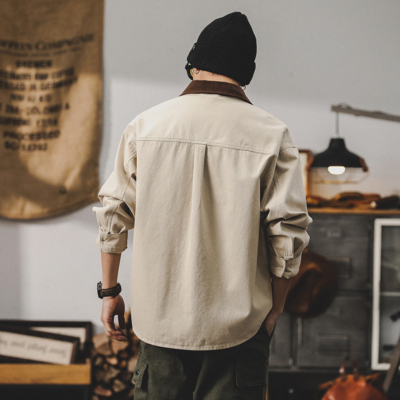 Men’s Workwear Jacket – Loose Fit – Durable Canvas – Button Front – Utility Pockets