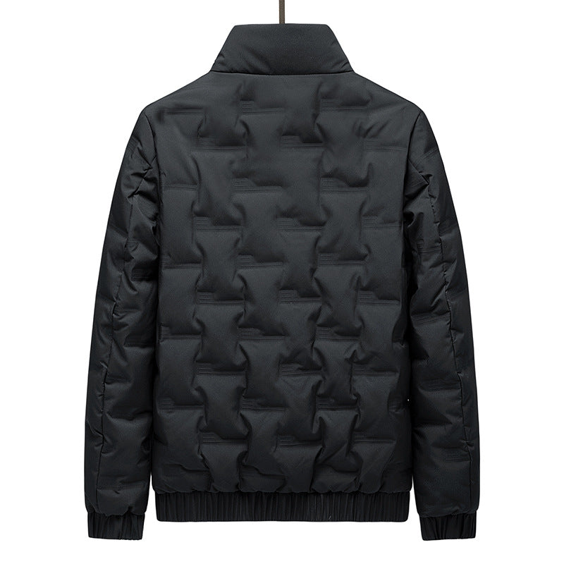 Men’s Down Jacket – Lightweight Quilted – Relaxed Fit – Standing Collar – Hip Length