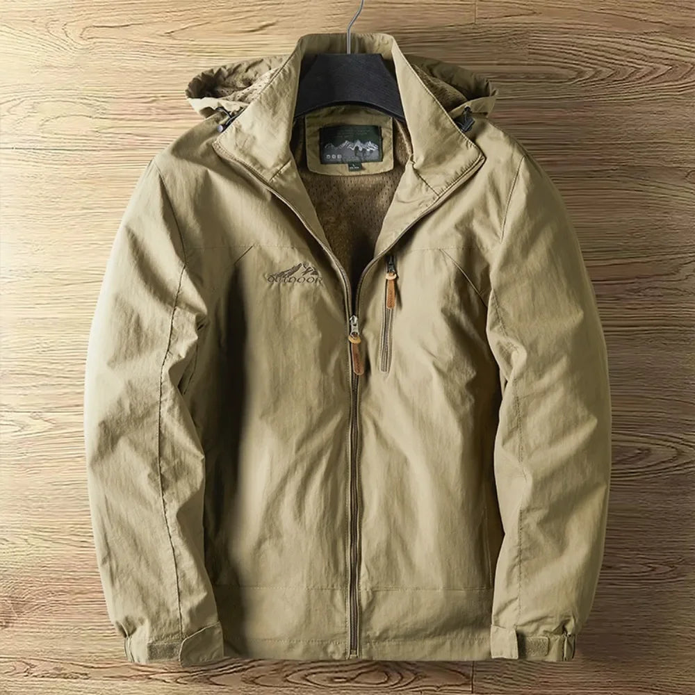 Men’s Outdoor Jacket – Waterproof Breathable – Regular Fit – Hooded Zip Front