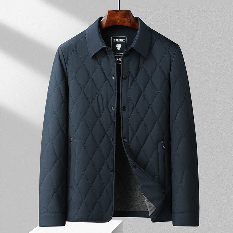 Men’s Quilted Jacket – Diamond Pattern – Regular Fit – Insulated Hip Length Outerwear