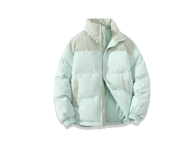 Men’s Quilted Jacket – Relaxed Fit – Ribbed Shoulder Panels – High Collar – Zip Front