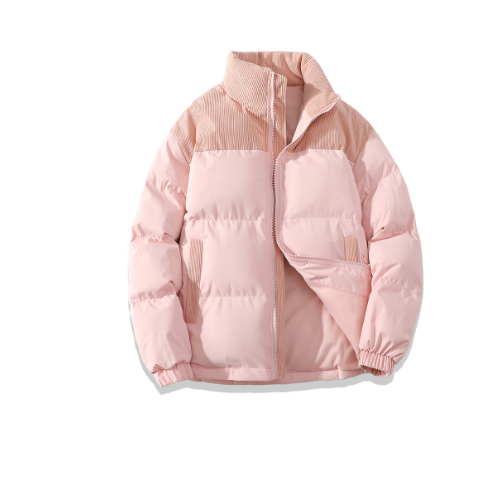 Men’s Quilted Jacket – Relaxed Fit – Ribbed Shoulder Panels – High Collar – Zip Front