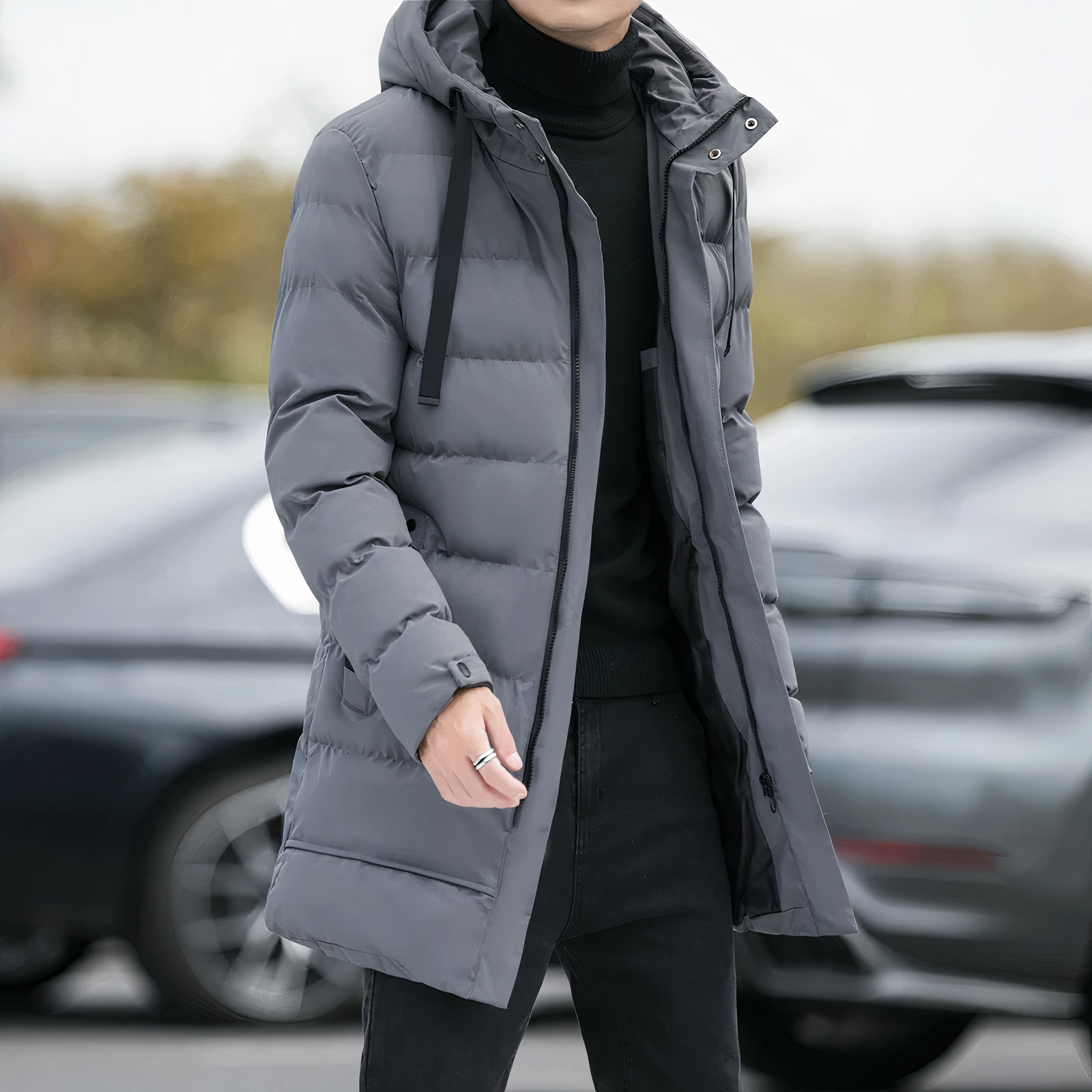 Men’s Parka Jacket - Hooded - Long Length - Windproof Insulated Winter Coat