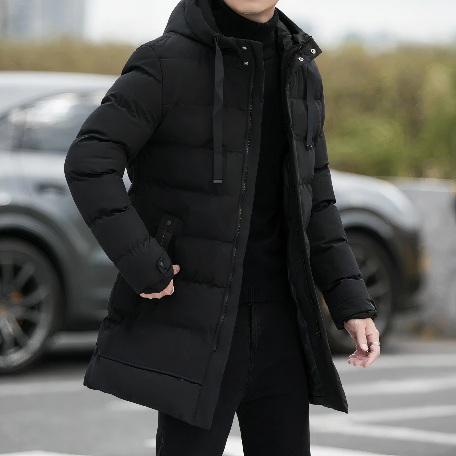 Men’s Parka Jacket - Hooded - Long Length - Windproof Insulated Winter Coat