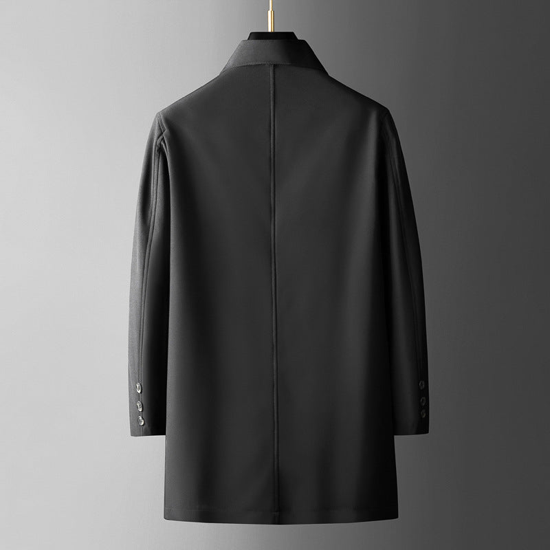 Men’s Coat – Tailored Fit – Wool Blend – Button Front – Plaid Lined – Mid Length