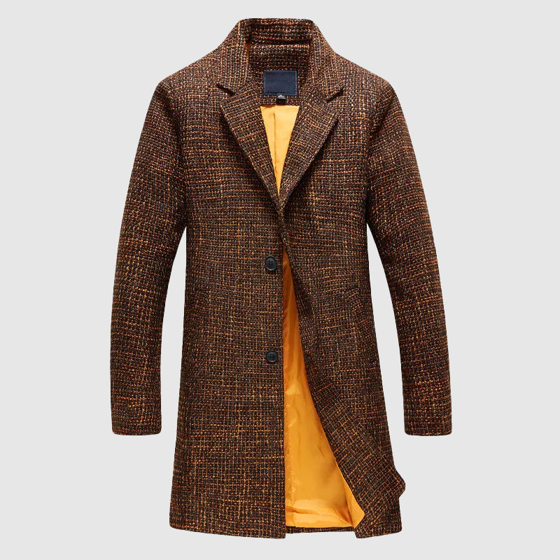 Men’s Wool Coat – Tailored Fit – Full Length – Notched Lapel – Button Front Formal Wear