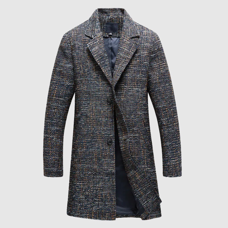 Men’s Wool Coat – Tailored Fit – Full Length – Notched Lapel – Button Front Formal Wear