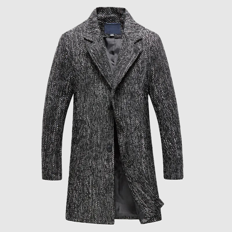 Men’s Wool Coat – Tailored Fit – Full Length – Notched Lapel – Button Front Formal Wear