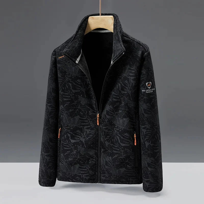 Men’s Fleece Jacket – Standard Fit – High Collar – Zip Pockets – Soft Warm Texture