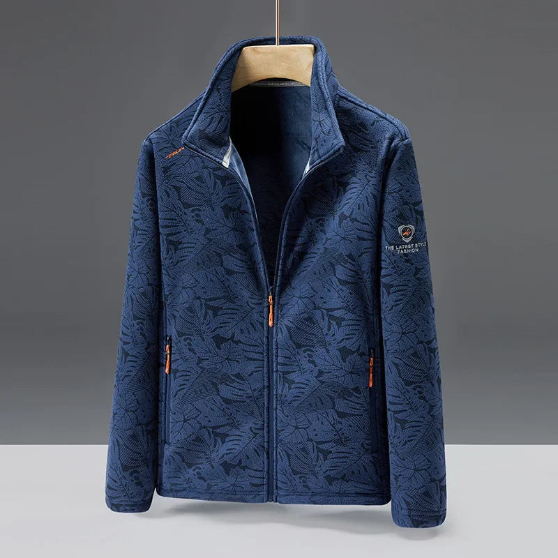 Men’s Fleece Jacket – Standard Fit – High Collar – Zip Pockets – Soft Warm Texture