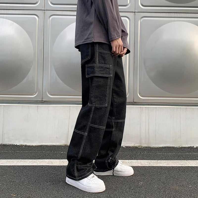 Men's Wide-Leg Cargo Jeans | Streetwear Collection