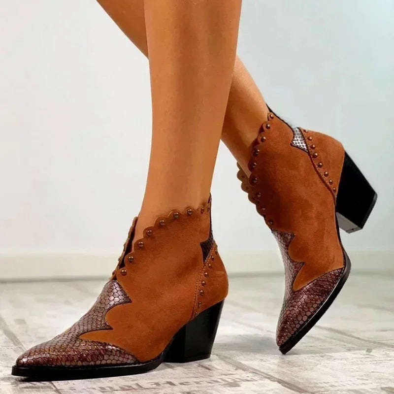 Women's Leather Lace-Up Cowboy Boots