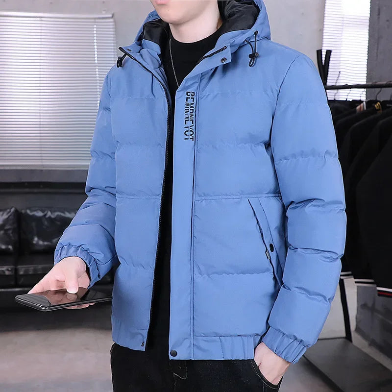 Men’s Padded Jacket – Thick Fabric– Quilted Oversized Fit – Hooded Wind Resistant