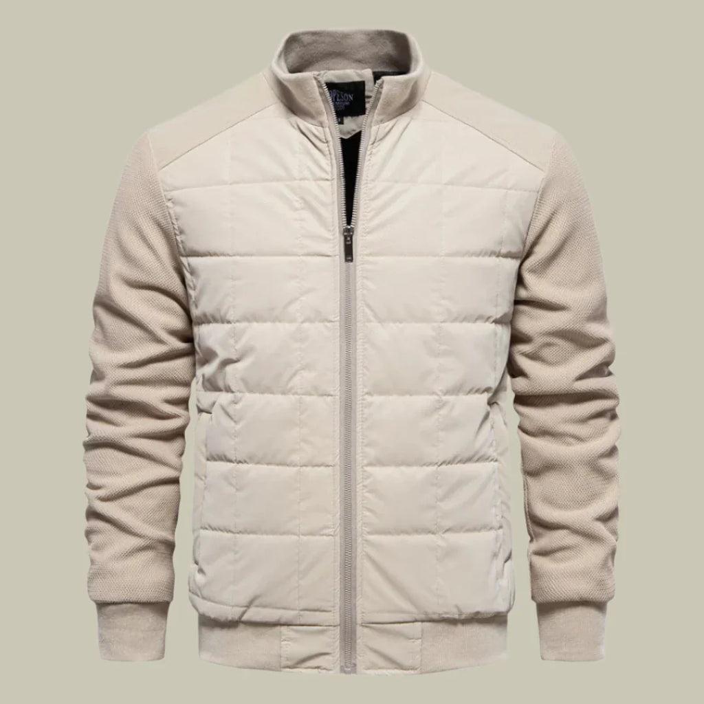 Men’s Jacket – Regular Fit – Quilted Body – Ribbed Cuffs – Stand Collar – Casual Wear