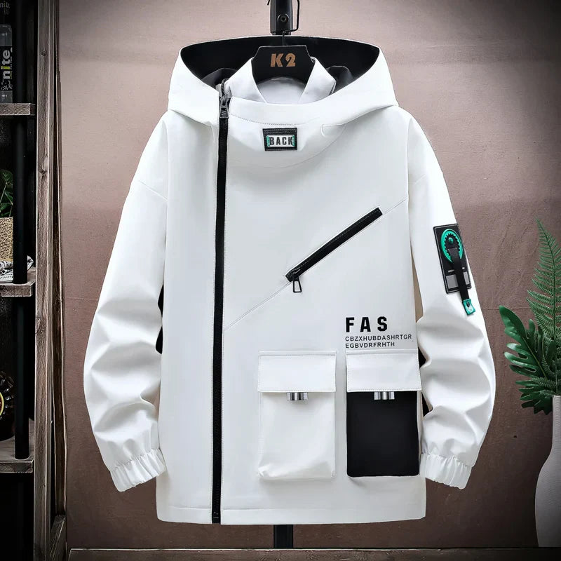Men’s Hooded Jacket – Relaxed Fit – Zip Front – Weather-Resistant – Urban Style