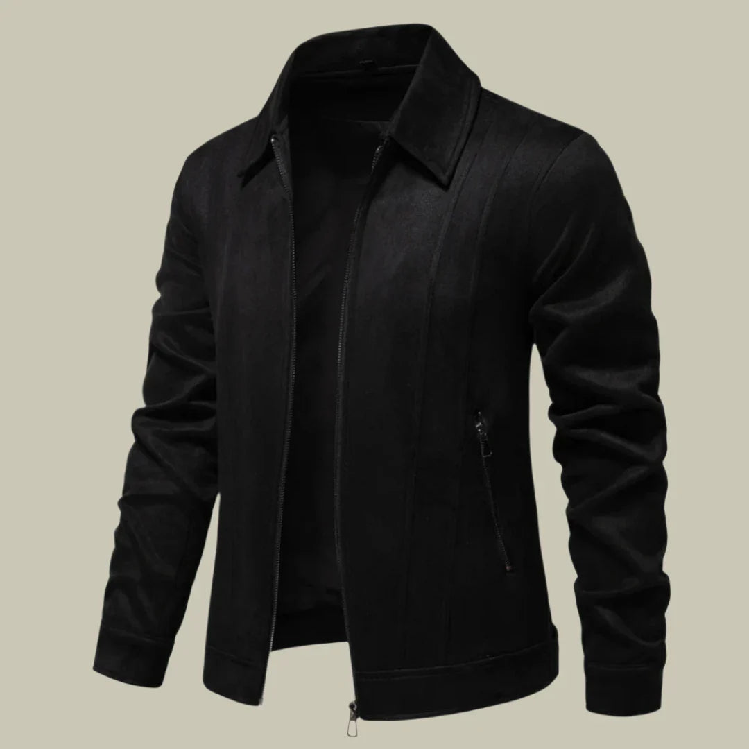 Men’s Trucker Jacket – Faux Leather – Structured Fit – Zipper Front – Classic Collar