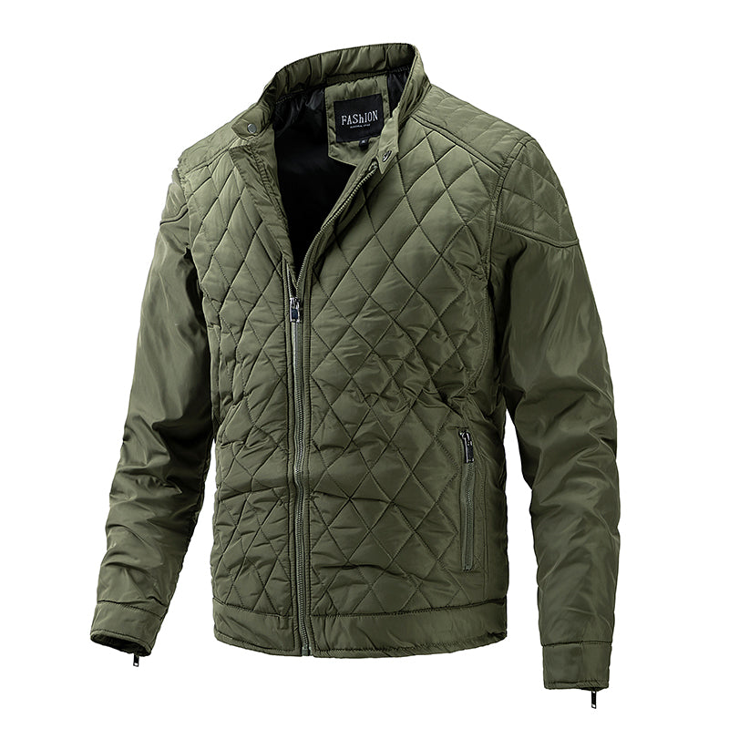 Men’s Quilted Jacket – Slim Fit – Lightweight – Full Zip – Diamond Pattern – Smart Casual