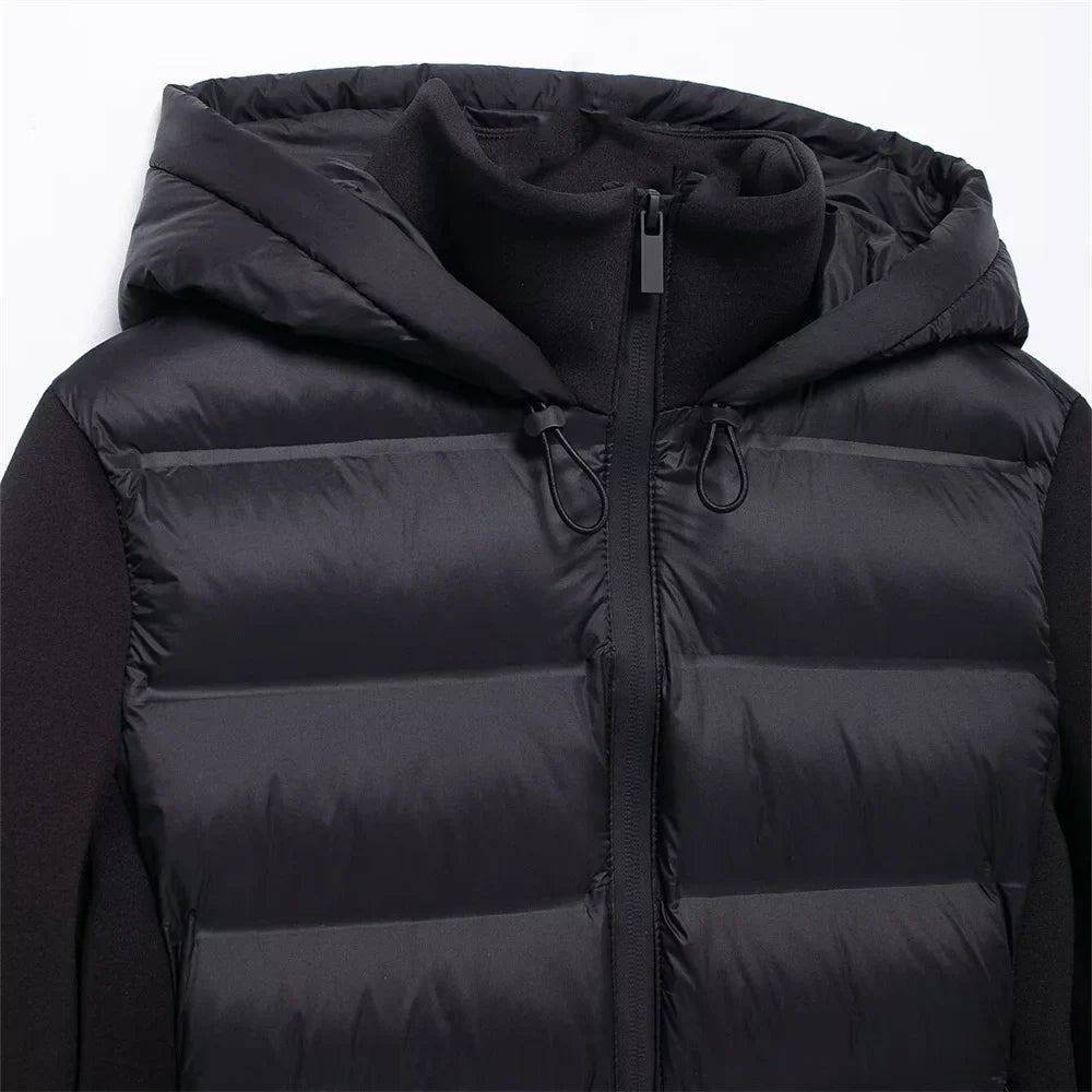 Thick hooded down jacket for men