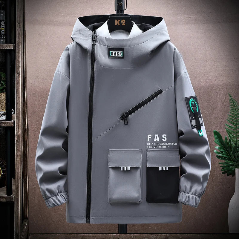 Men’s Hooded Jacket – Relaxed Fit – Zip Front – Weather-Resistant – Urban Style