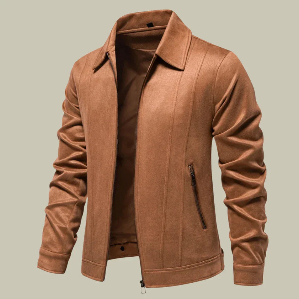 Men’s Trucker Jacket – Faux Leather – Structured Fit – Zipper Front – Classic Collar