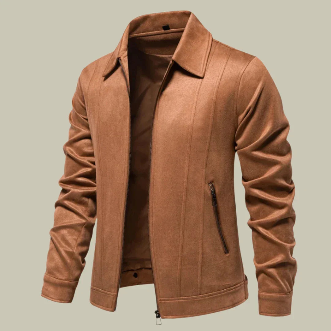 Men’s Trucker Jacket – Faux Leather – Structured Fit – Zipper Front – Classic Collar