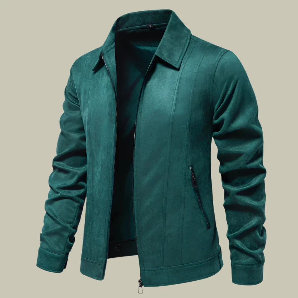 Men’s Trucker Jacket – Faux Leather – Structured Fit – Zipper Front – Classic Collar