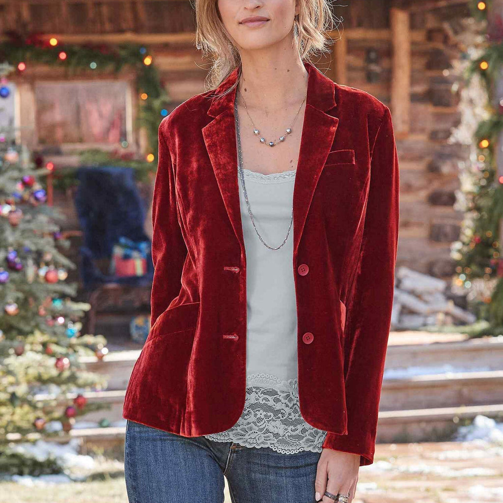 Velvet Blazer Jacket | Luxury Slim Fit | All-Season Women's Statement Piece