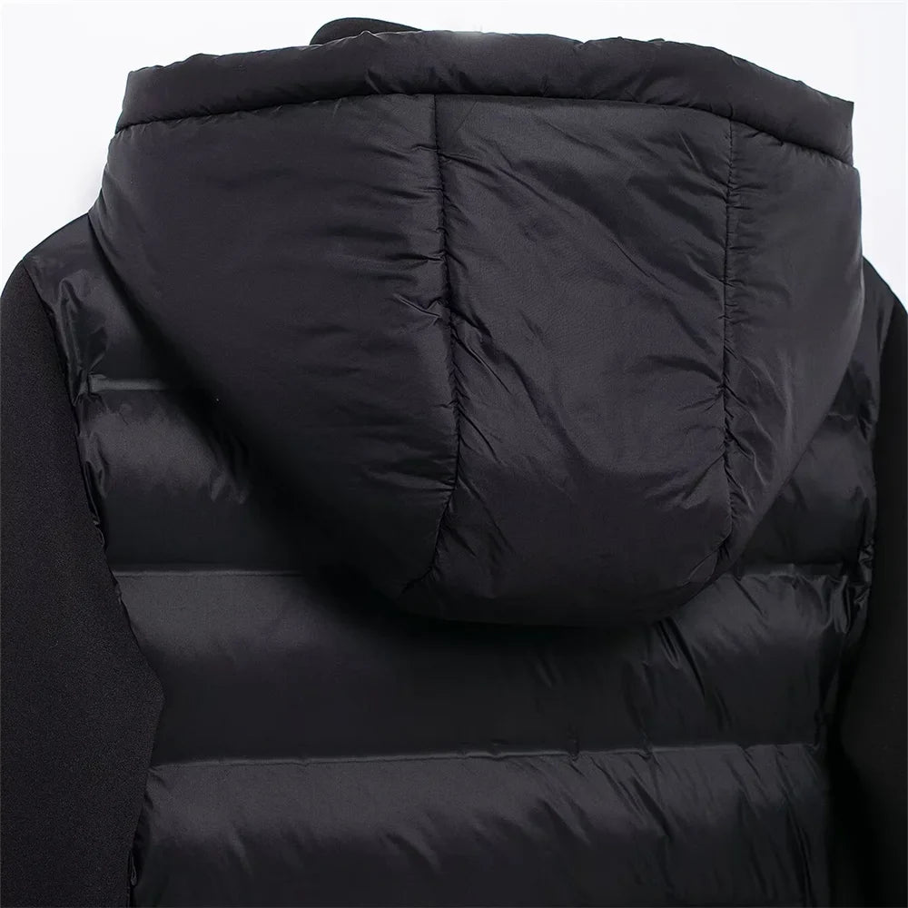 Thick hooded down jacket for men
