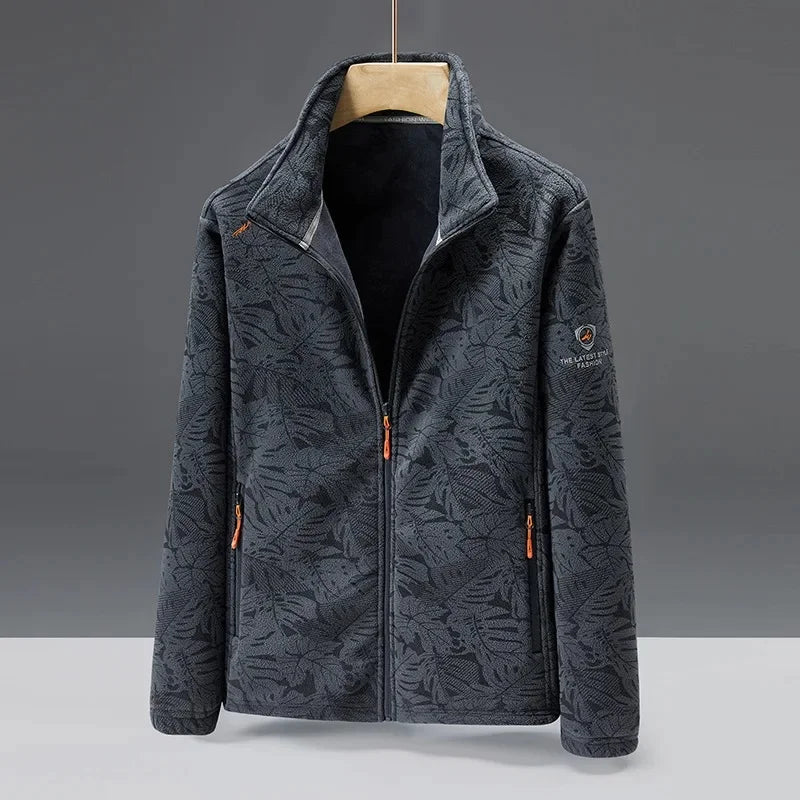 Men’s Fleece Jacket – Standard Fit – High Collar – Zip Pockets – Soft Warm Texture