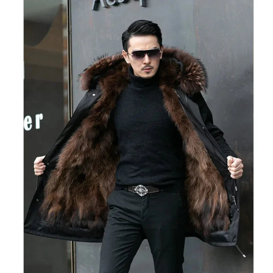 Men’s Parka Jacket – Relaxed Fit – Fur-Lined Hood – Full Length – Weather-Resistant