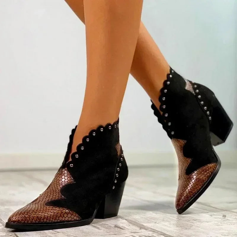 Women's Leather Lace-Up Cowboy Boots