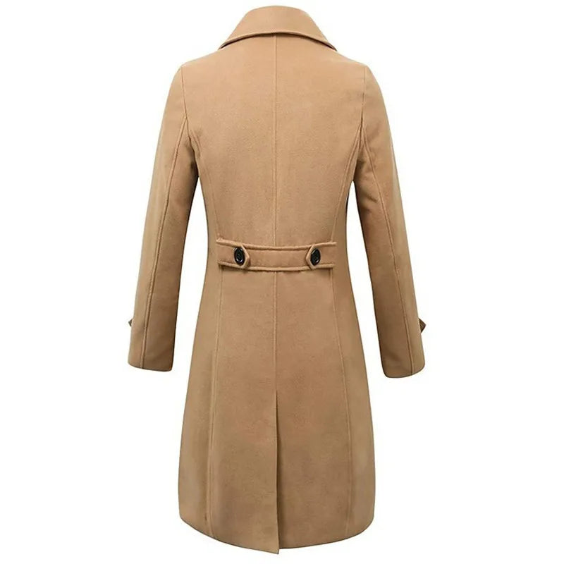 Men’s Trench Coat – Wool – Double-Breasted – Tailored Fit – Formal Long Overcoat